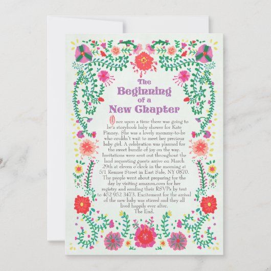 Invitation Baby shower de livres d'art populaire (Devant)