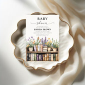 Invitation Baby shower de livres de bibliothèque fleur sauvag