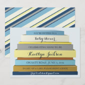 Invitation Baby shower de livres empilés (Devant / Derrière)
