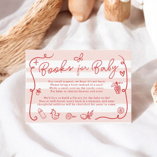 Invitation Baby shower de livres illustrés Red Pink Retro