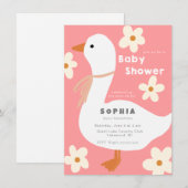 Invitation Baby shower de l'oie blanche et des marguerites (Devant / Derrière)