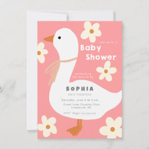 Invitation Baby shower de l'oie blanche et des marguerites