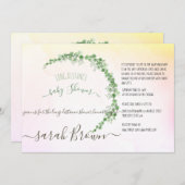 INVITATION BABY SHOWER DE LONGUE DISTANCE VERT & JAUNE (Devant / Derrière)