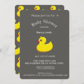 Invitation Baby shower de look tableau de bord - canard jaune (Devant / Derrière)