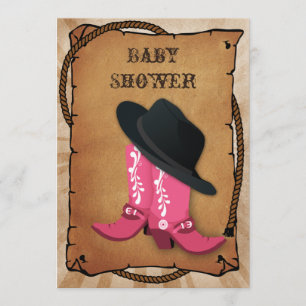 Invitation Baby shower de l'ouest des bottes de cowboy bleues