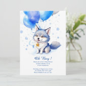 Invitation Baby shower de loup d'aquarelle (Debout devant)