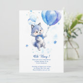 Invitation Baby shower de loup d'aquarelle (Debout devant)