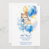 Invitation Baby shower de loup d'aquarelle (Devant / Derrière)