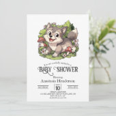 Invitation Baby shower de loup de rêve mignon (Debout devant)