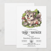 Invitation Baby shower de loup de rêve mignon (Devant / Derrière)
