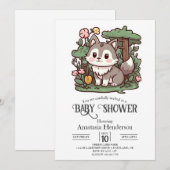 Invitation Baby shower de loup de taureau blanc Pastel (Devant / Derrière)
