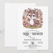 Invitation Baby shower de loup enchanté magique numérique (Devant / Derrière)