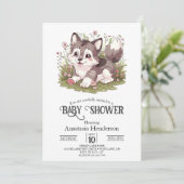 Invitation Baby shower de loup magique (Debout devant)