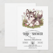 Invitation Baby shower de loup magique (Devant / Derrière)