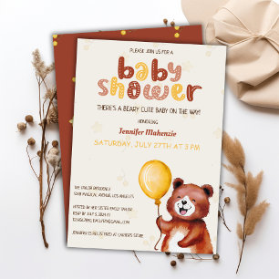 Invitation Baby shower de l'ours Barry Cute Ballon