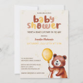 Invitation Baby shower de l'ours Barry Cute Ballon (Devant)