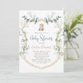 Invitation Baby shower de l'ours - Bleu (Debout devant)