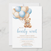 Invitation Baby shower de l'ours bleu Boho (Devant)
