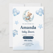 Invitation Baby shower de l'ours bleu céleste (Devant)