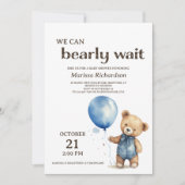 Invitation Baby shower de l'ours bleu Teddy (Devant)