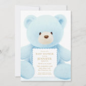 Invitation Baby shower de l'ours bleu Teddy (Devant)