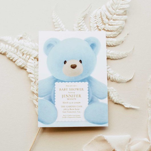 Invitation Baby shower de l'ours bleu Teddy