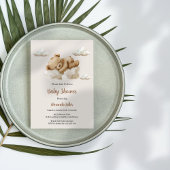 Invitation Baby shower de l'ours couché Boho