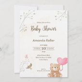 Invitation Baby shower de l'ours crémeux (Devant)