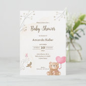 Invitation Baby shower de l'ours crémeux (Debout devant)