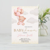 Invitation Baby shower de l'ours d'aquarelle (Debout devant)
