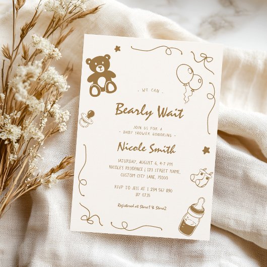 Invitation Baby shower de l'ours d'attente avant-coureur fran