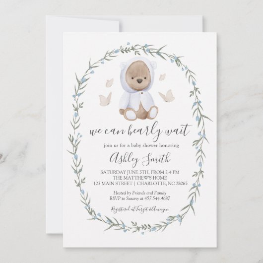 Invitation Baby shower de l'ours de Bohême (Devant)
