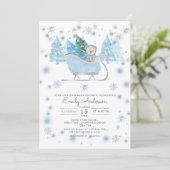 Invitation Baby shower de l'ours de bois Bois d'hiver (Debout devant)