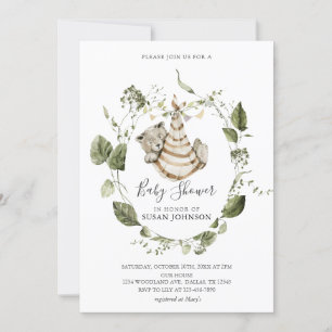 Invitation Baby shower de l'ours de la petite forêt