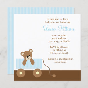 Invitation Baby shower de l'ours de l'ours de Toy bleu
