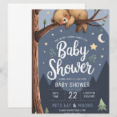 Invitation Baby shower de l'ours de Woodland | Wat (Devant / Derrière)