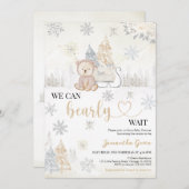 Invitation Baby shower de l'ours d'or (Devant / Derrière)