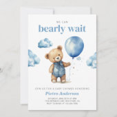Invitation Baby shower de l'ours en peluche (Devant)