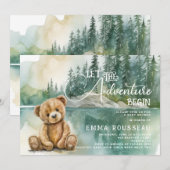 Invitation Baby shower de l'ours en peluche (Devant / Derrière)