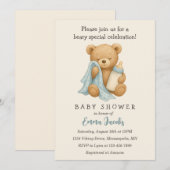 Invitation Baby shower de l'ours en peluche (Devant / Derrière)