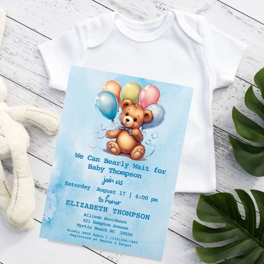 Invitation Baby shower de l'ours en peluche