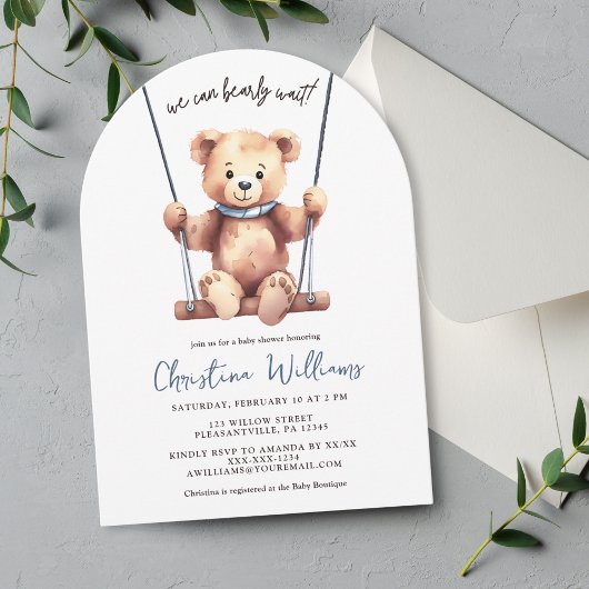 Invitation Baby shower de l'ours en peluche