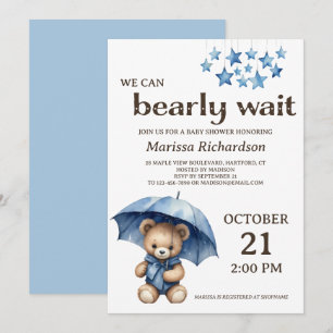 Invitation Baby shower de l'ours en peluche