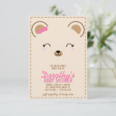 Invitation baby shower de l'ours en peluche 2 (Debout devant)