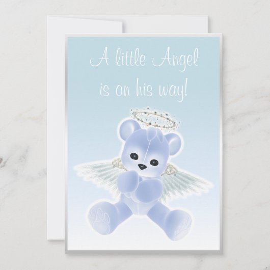 Invitation Baby shower de l'ours en peluche bleu (Devant)