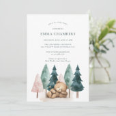 Invitation Baby shower de l'ours en peluche Boho (Debout devant)