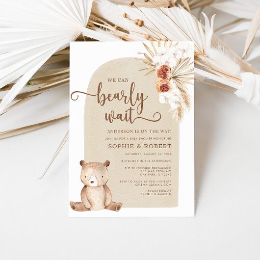 Invitation Baby shower de l'ours en peluche de Boho neutre po