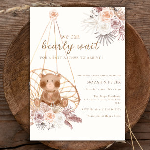 Invitation Baby shower de l'ours en peluche de Boho neutre po