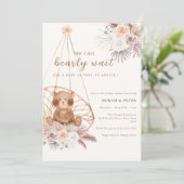 Invitation Baby shower de l'ours en peluche de Boho neutre po (Debout devant)
