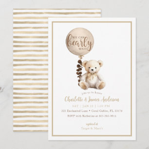 Invitation Baby shower de l'ours en peluche et de l'eucalyptu